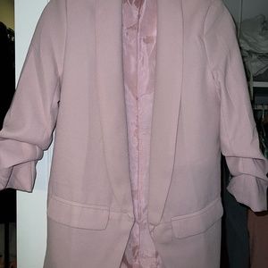 Quarter Sleeve Sleeve Pink Blazer